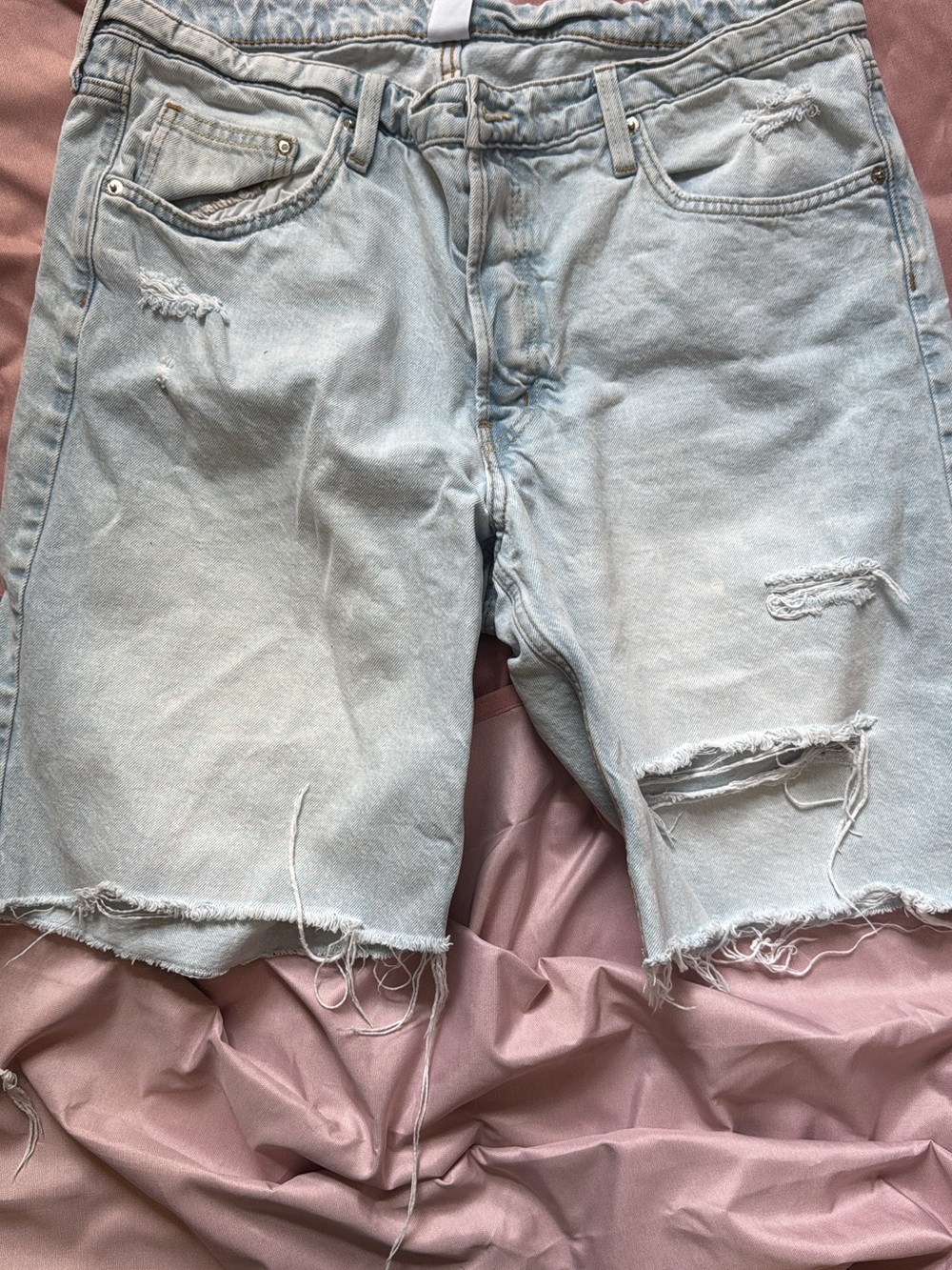 H&M Light Blue Distressed Denim Shorts